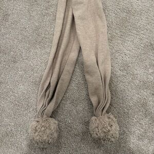 Jaime Kay Pom Pom Scarf in Wheat Marle